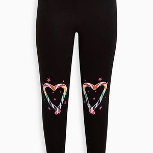 TORRID Premium Black Rainbow Candy Cane Leggings, NWT size 1